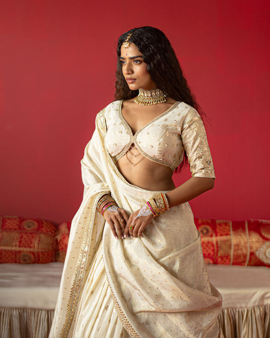 Off-white Jari Tissue Lehenga set