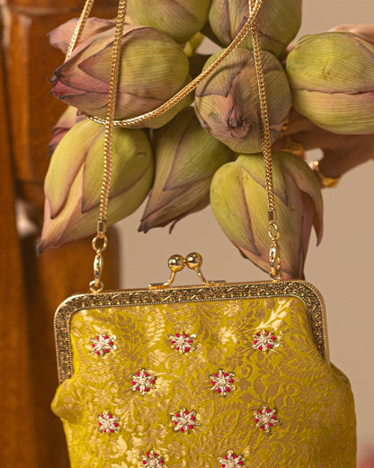 Liril Gold Hand Embroidered Clutch Batuva