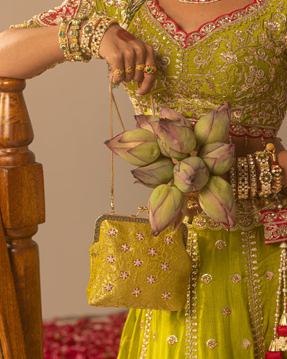 Liril Gold Hand Embroidered Clutch Batuva