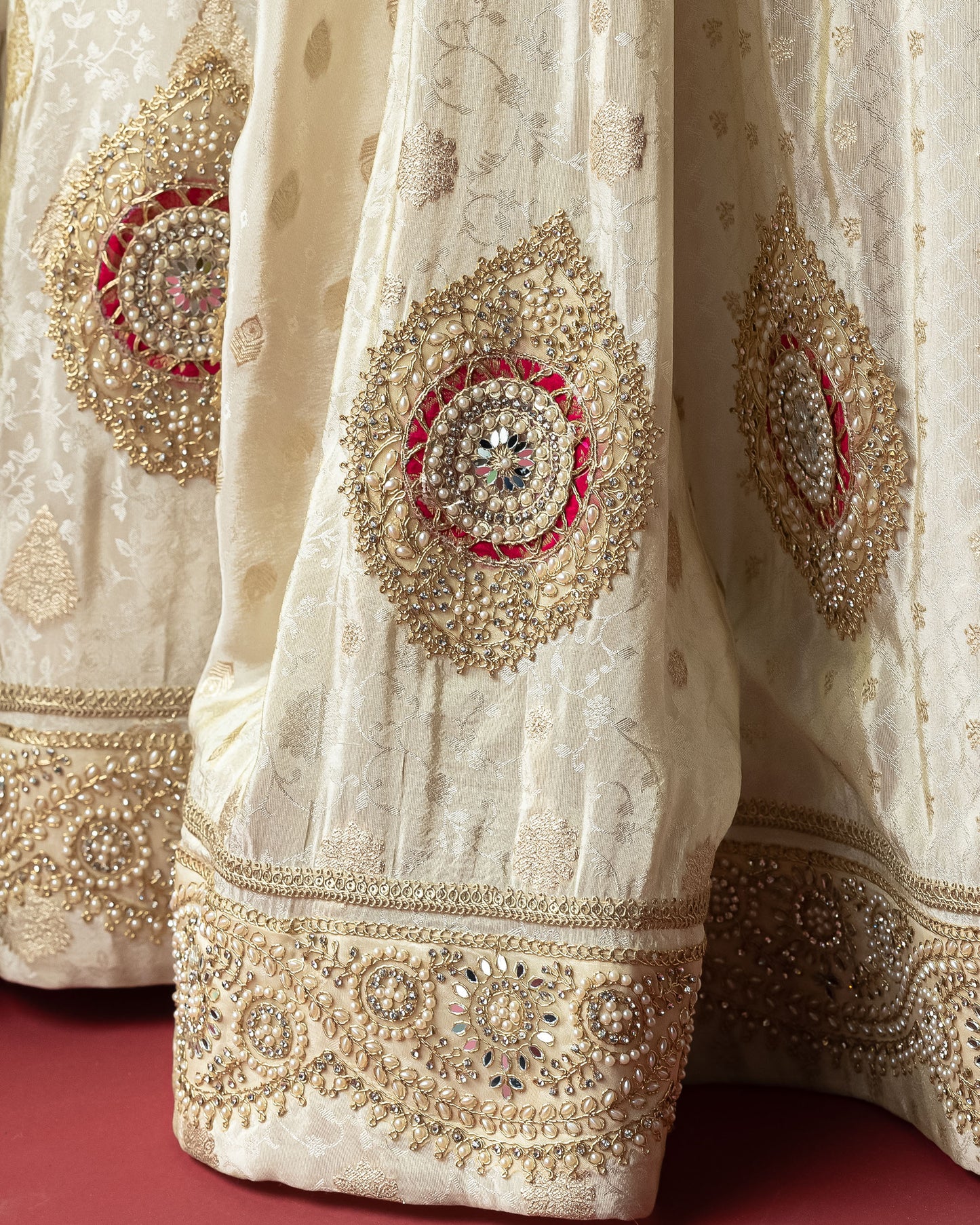 OffWhite  lehenga with Ajrakh Maharani Duppata