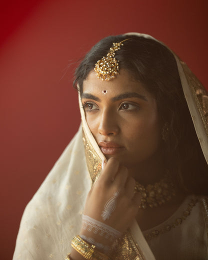 Offwhite Lehenga Set With Self Duppata