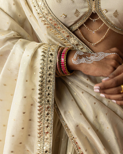 Off-white Jari Tissue Lehenga set