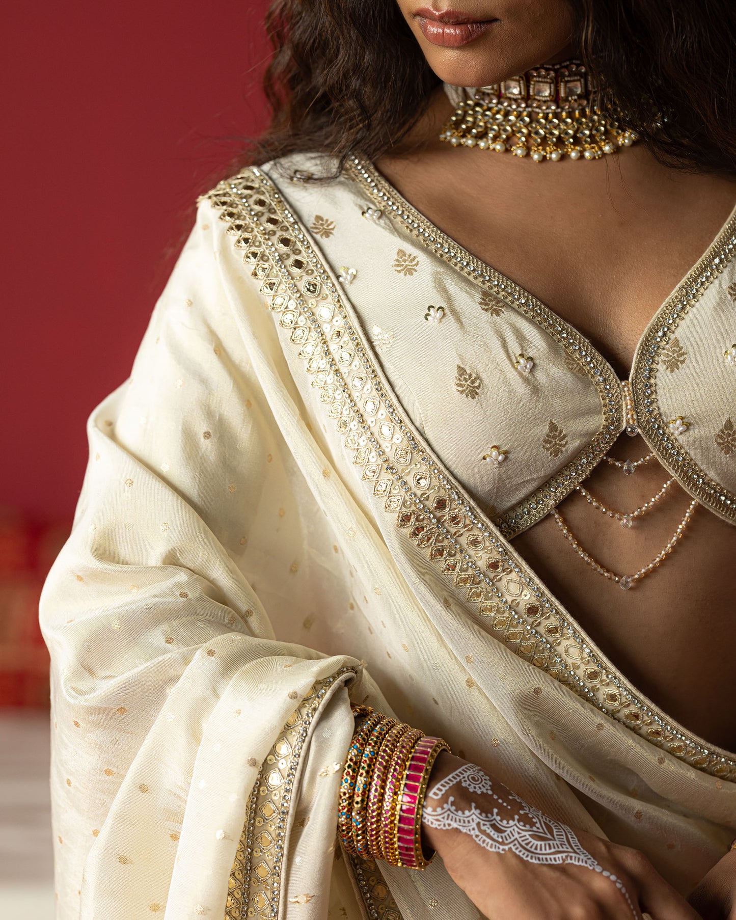 Off-white Jari Tissue Lehenga set