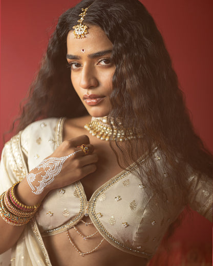 Off-white Jari Tissue Lehenga set