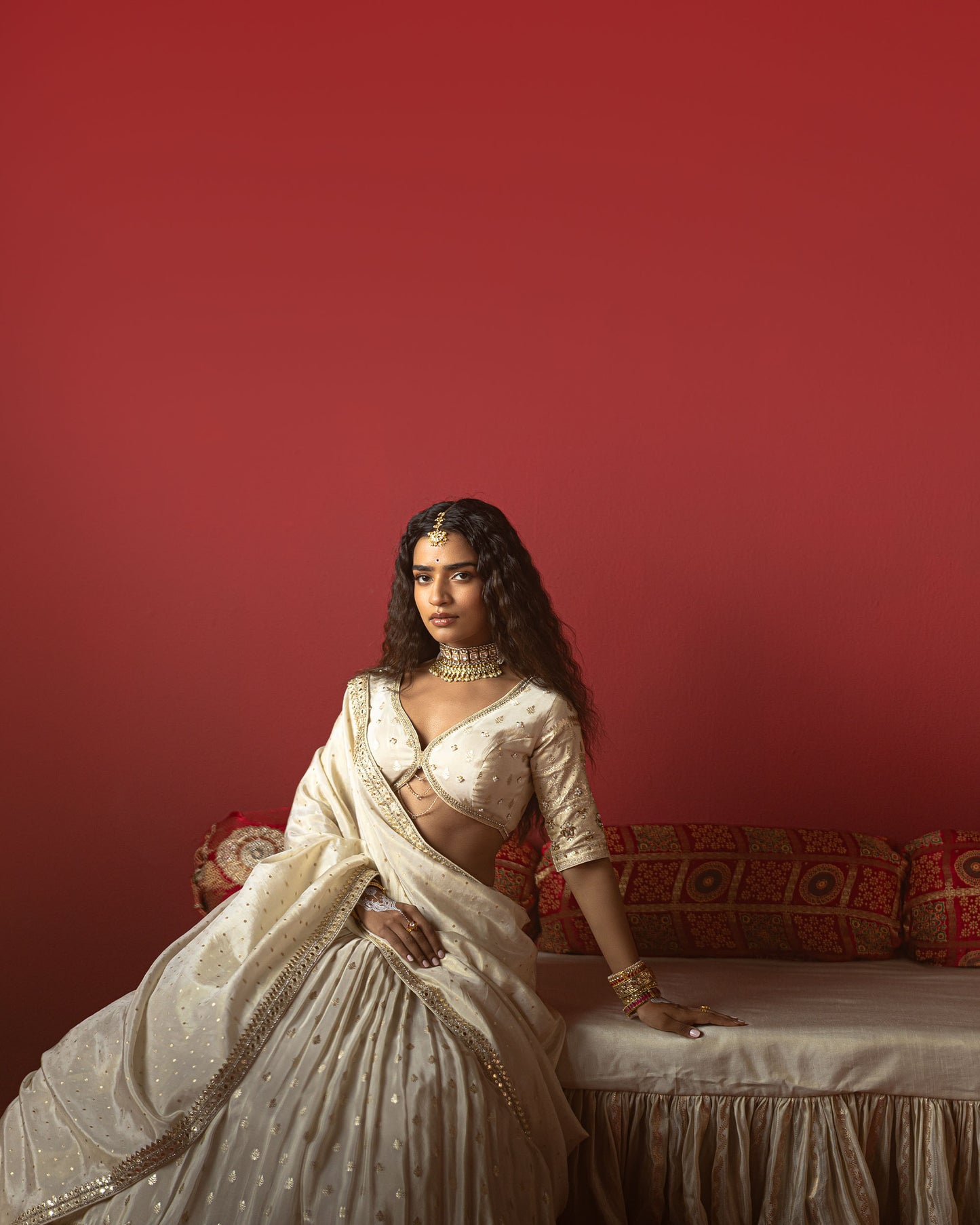 Off-white Jari Tissue Lehenga set