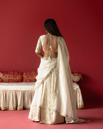Off-white Jari Tissue Lehenga set