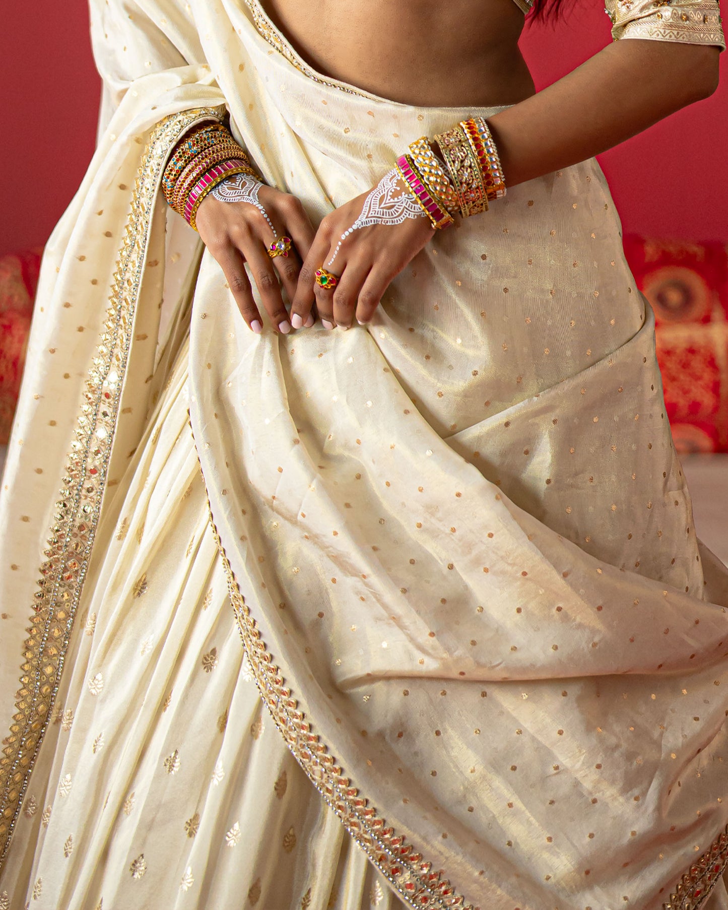 Off-white Jari Tissue Lehenga set