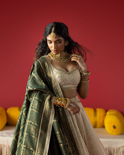 OffWhite Gota patti lehenga with Duppata