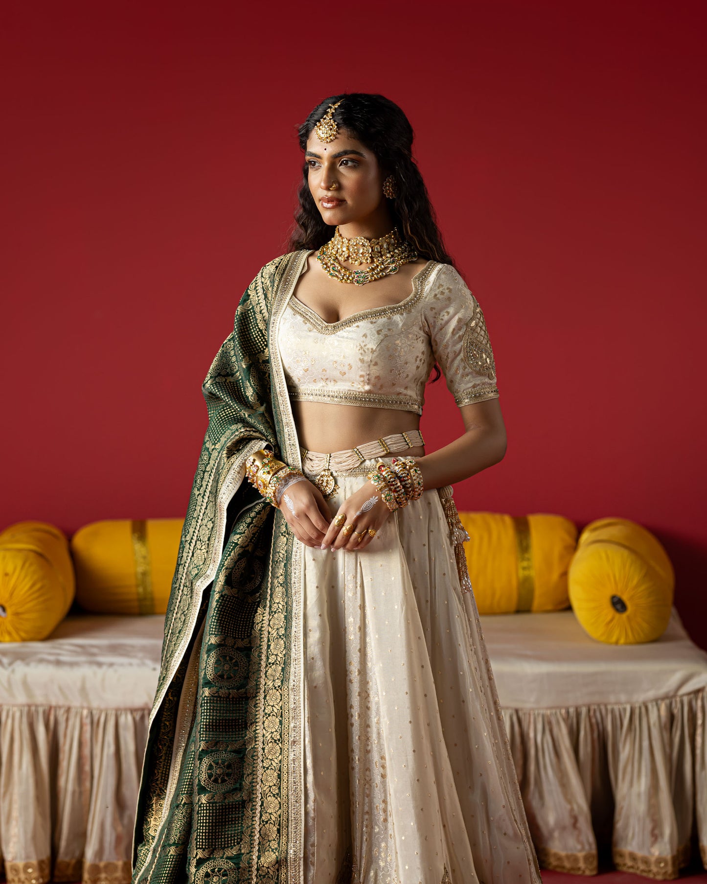 OffWhite Gota patti lehenga with Duppata