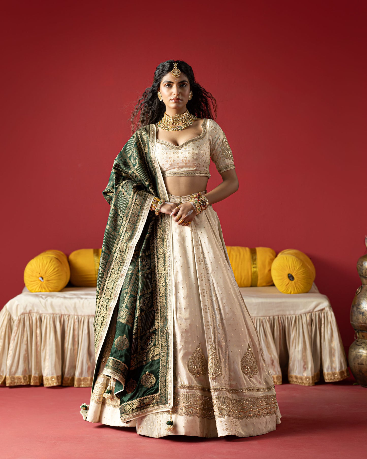 OffWhite Gota patti lehenga with Duppata