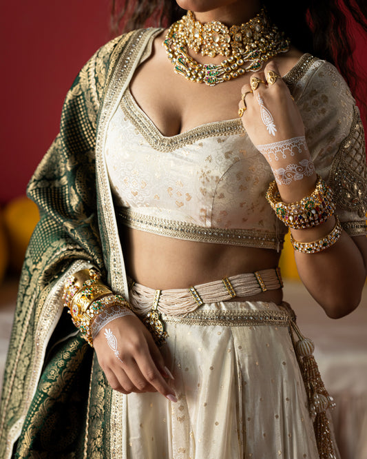 OffWhite Gota patti lehenga with Duppata