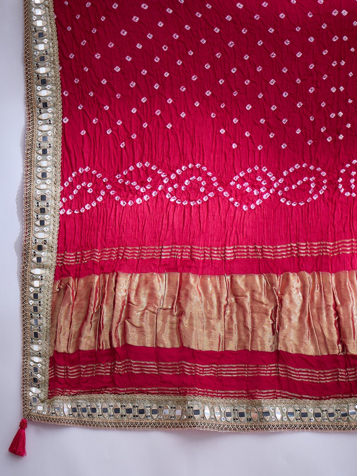 Pistachio sequin Embroidered Lehenga Set with Rani Bandhej Dupatta